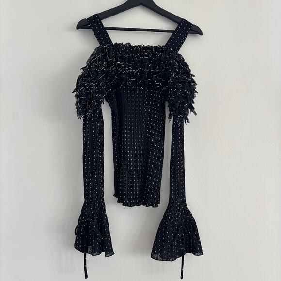 Kaelyn-Max Black Off-Shoulder Top with Bell Sleeves Size XL - Picture 1 of 12